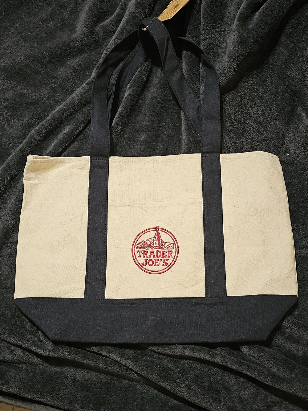Trader Joe's Canvas Tote Bag in Cream and Black